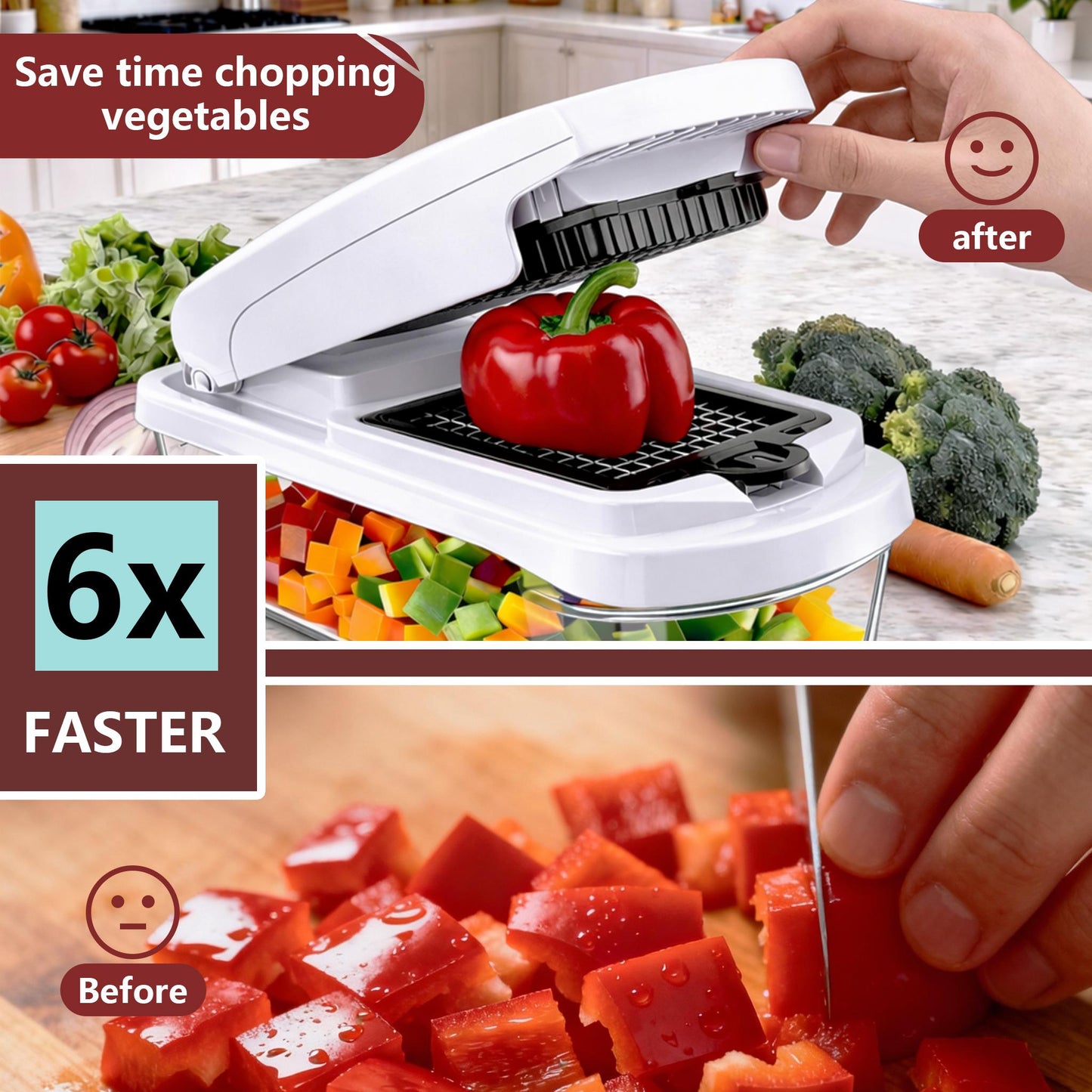Vegetable Chopper,15-in-1 Multifunctional Food Chopper,Professional Onion Chopper with 8 Blades,Vegetable Cutter with Container for Salad,Potato,Carrot,and Garlic; Essential Kitchen Tool-HZ