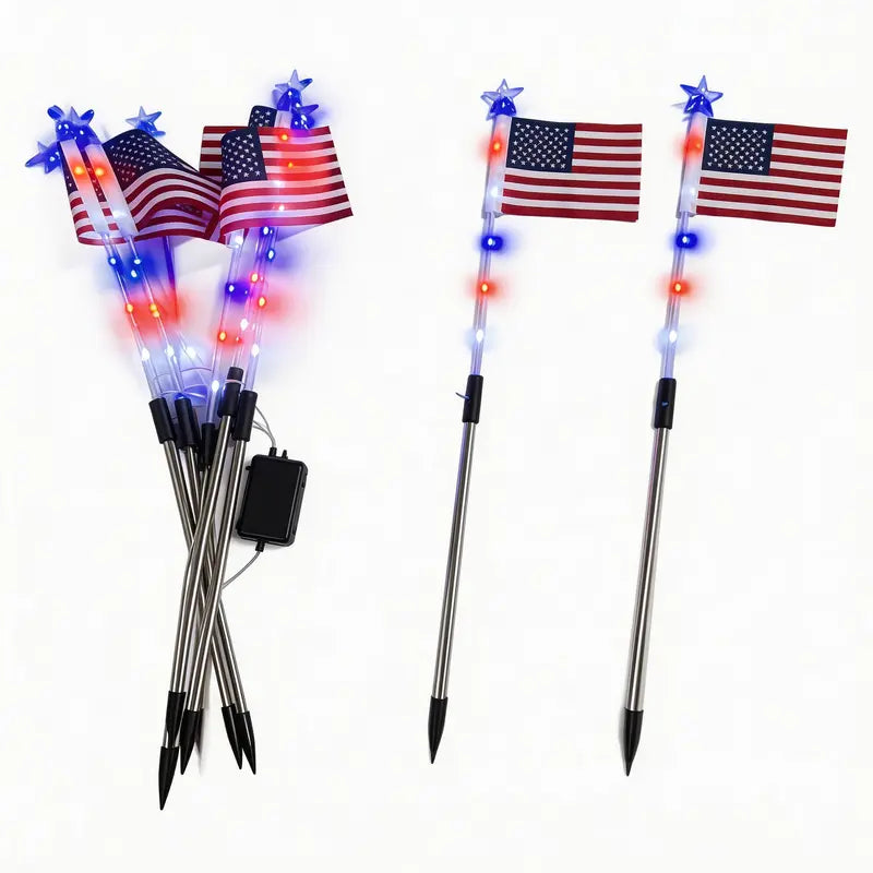 8-Piece Flag Light Set – 4th of July Decorations with 8 Lighting Modes – Ideal for Independence Day Pathways, Gardens, and Yard Decor-ABB8