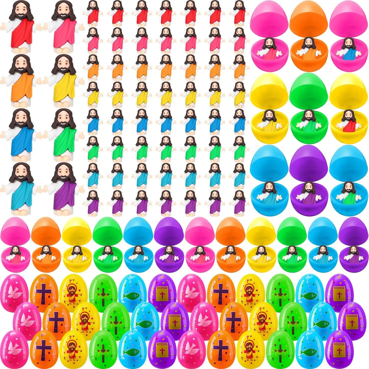 ✝️Christian Easter Surprise Eggs: Pre‑Filled Eggs with Mini Jesus Figures – Share Hope & Faith This Spring🌸-ABB8