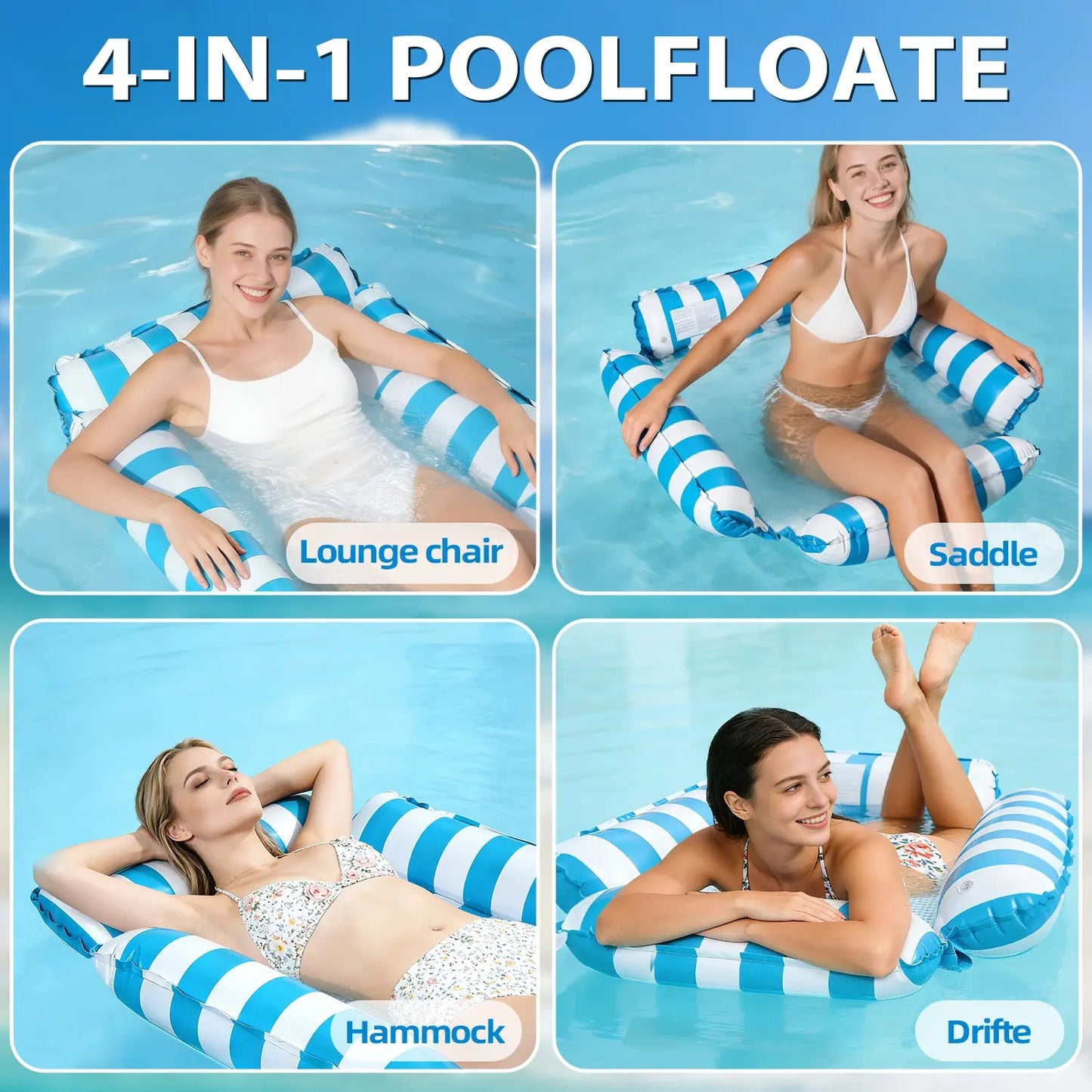 🎁BUY 1 GET 1 FREE🎉4-in-1 Inflatable Pool Hammock – Float, Lounge & Relax Anywhere-ABB8