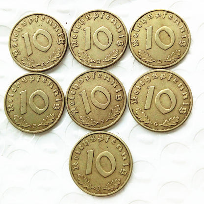 🪙Sidste 8 sæt!!🎁Hitlers Nazimønter - 10-Reichpfenning 1936-1939-ABB8