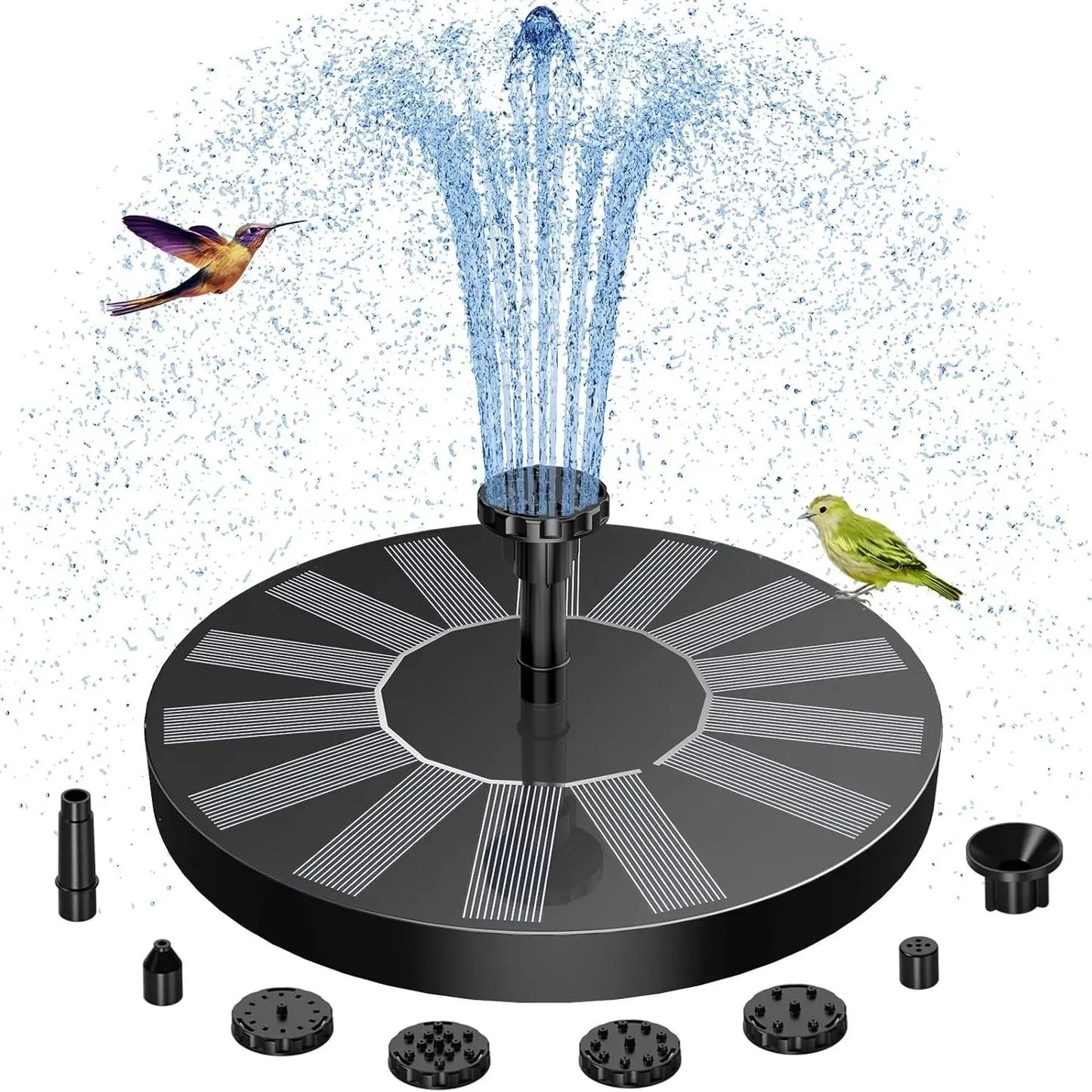 🌞 AISITIN Solar Bird Bath Fountain with 6 Nozzles | Solar Fountain Pump for Bird Bath with Brackets-GD