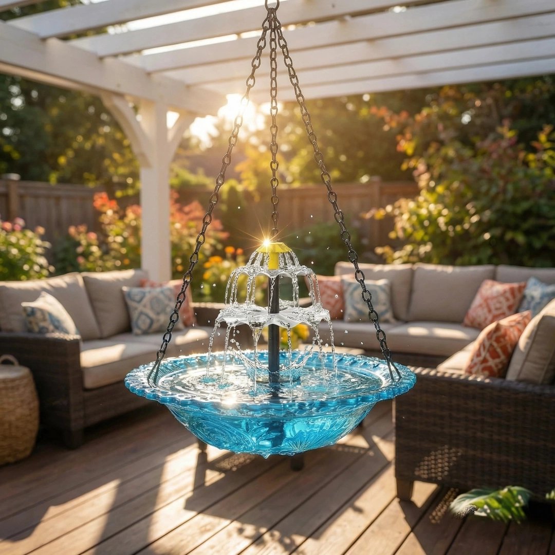 ✨2026 Spring special offer 70% off-🐦Solar Cascade Hanging Bird Bath Fountain-ABB8
