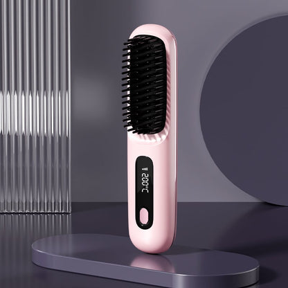 ⚡50K+ SOLD!💁‍♀️Wireless Ceramic Heating Hair Straightening Hairbrush-H1