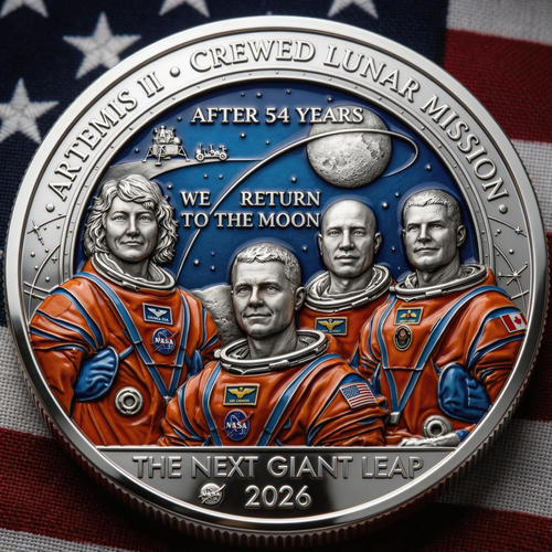 ★Artemis II • Heroic Achievement 3D High-Relief Enamel Commemorative Coin★Z-ABB8