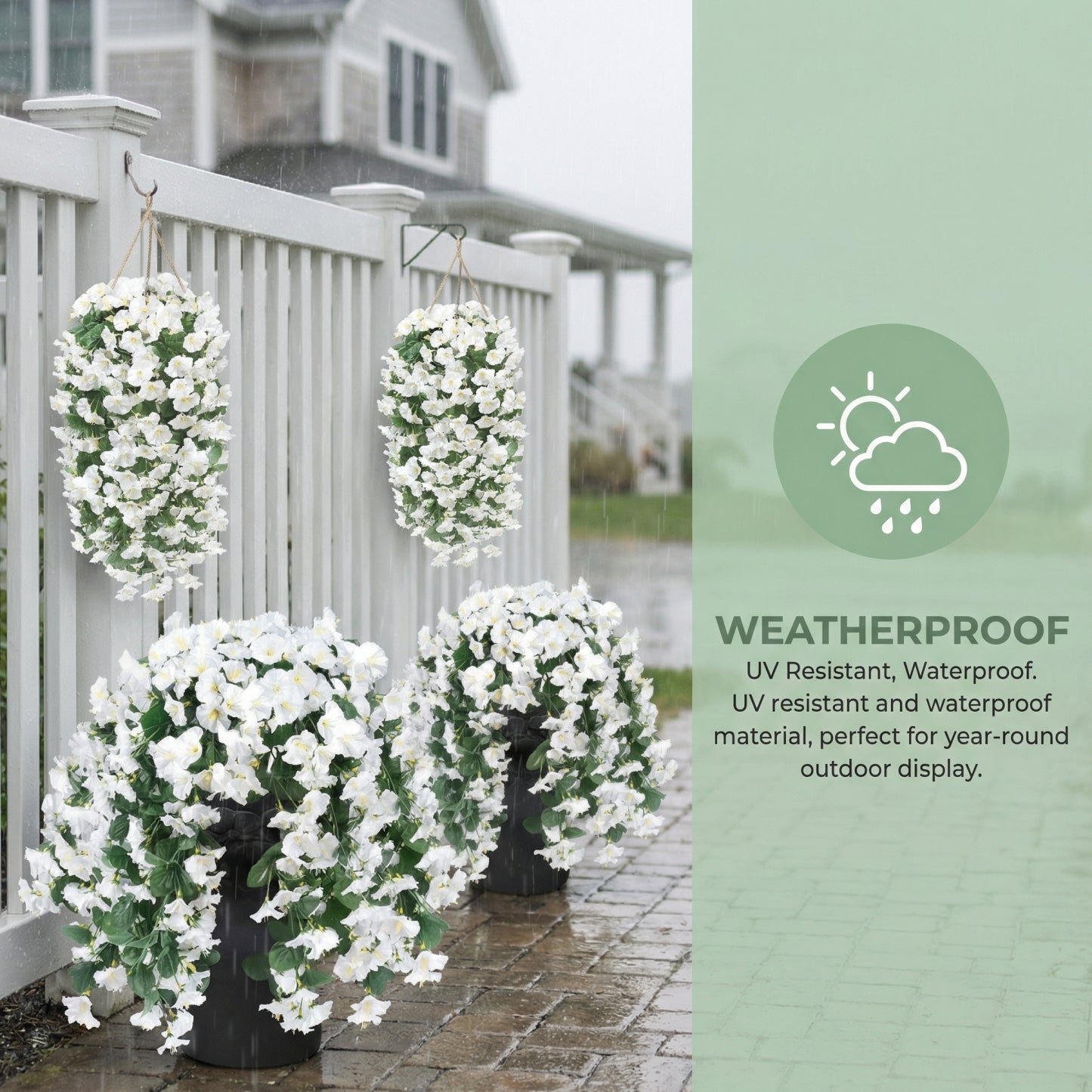 Artificial Faux Hanging Flowers Plants - UV resistant, Waterproof, Windproof , No watering , No wilting -GD