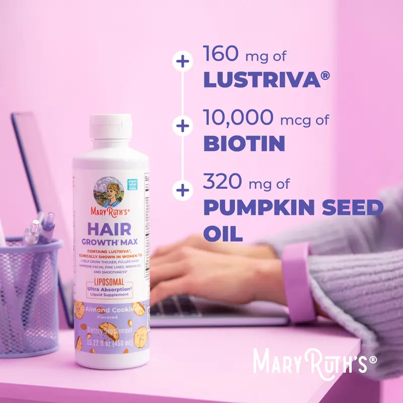 🔥Save Up To 56% Today🔥MaryRuth's Hair Growth Max Liposomal - Lustriva - Thicker Hair - Improve Wrinkles & Fine Lines-TJY