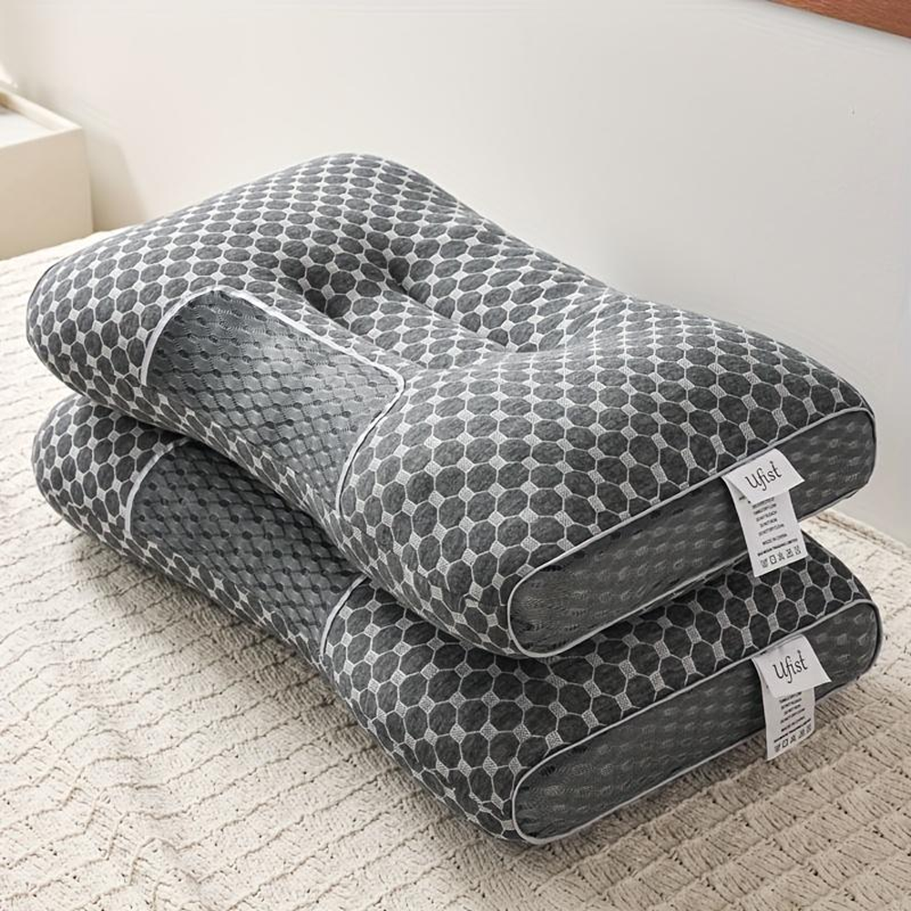 👑Neck Massage Couple Pillows🌟Adjustable ergonomic orthotic support🏆high-quality soft pillow core, detachable knitted pillowcase, relieves neck pain , aids sleep.Ergonomic Height for Optimal Cervical Support-TJY