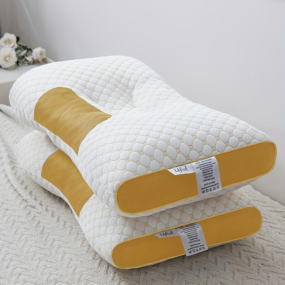 👑Neck Massage Couple Pillows🌟Adjustable ergonomic orthotic support🏆high-quality soft pillow core, detachable knitted pillowcase, relieves neck pain , aids sleep.Ergonomic Height for Optimal Cervical Support-TJY