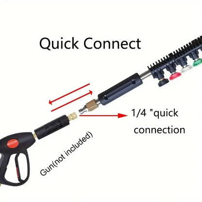 🔥Last Day 60% OFF👑Pressure Washer Extension Wand 10 Pack Power Washer Lance with 5 Atomization Nozzle Tips 1 Gutter Cleaner Attachment Curved Rod for Gutter Roof Drainage Walls Cleaning-TJY