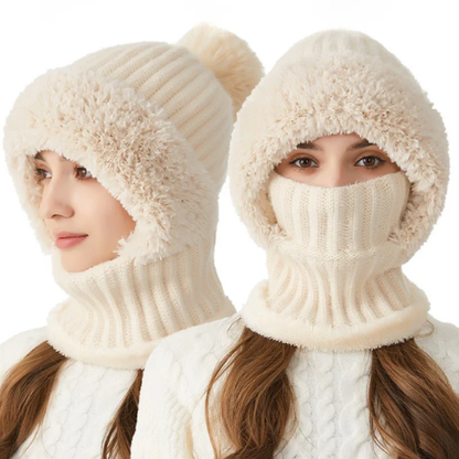 🏆Hot Sale🔥Women's Solid Color Pom Pom Decor Beanie Hat🌟Casual Warm Thickened Knit Hat for Fall & Winter, Fashion Accessories for Women & Girls Bonnet With Bunny Ears Bonnet-TJY