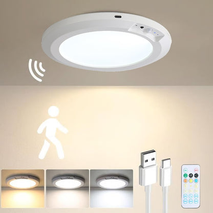 2026 New Rechargeable Motion Sensor Ceiling Light with Remote - Magnetic Wireless Ceiling Light Battery Powered for Closet Shower Stairs Shed Hallway Porch Patio ect-GD