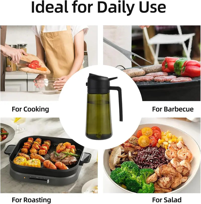 🔥Save Up To 56% Today🔥2 Count 2 in 1 Oil Sprayer for Cooking 16oz/470ml Light-Blocking Dark , Olive Oil Dispenser Bottle for Kitchen-TJY