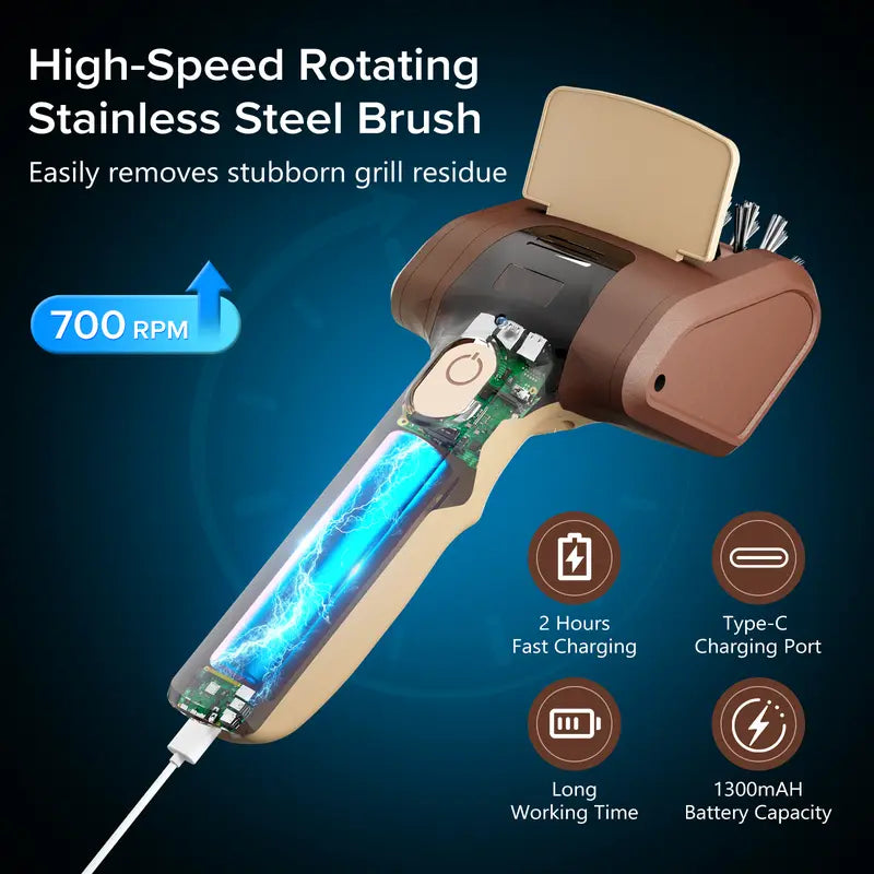 🔥Last Day 60% OFF🌟Electric BBQ Grill Brush✨Cordless Rechargeable⚡Premium Stainless Steel Bristles👑Barbecue Utensils Removes Rust & Grill Grease-TJY