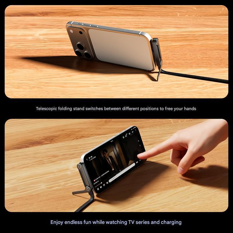 ⚡Official Authorized | MFi-Certified Cables🔥 2-in-1 Invisible Holder Charger Cable - 240W Fast Charging Cord with Built-In Phone Stand-XA
