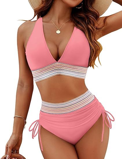 🎁Buy 2 Get 40% Off🎁💃High Waisted Tummy Control Color Block Bikini Set-ABB8