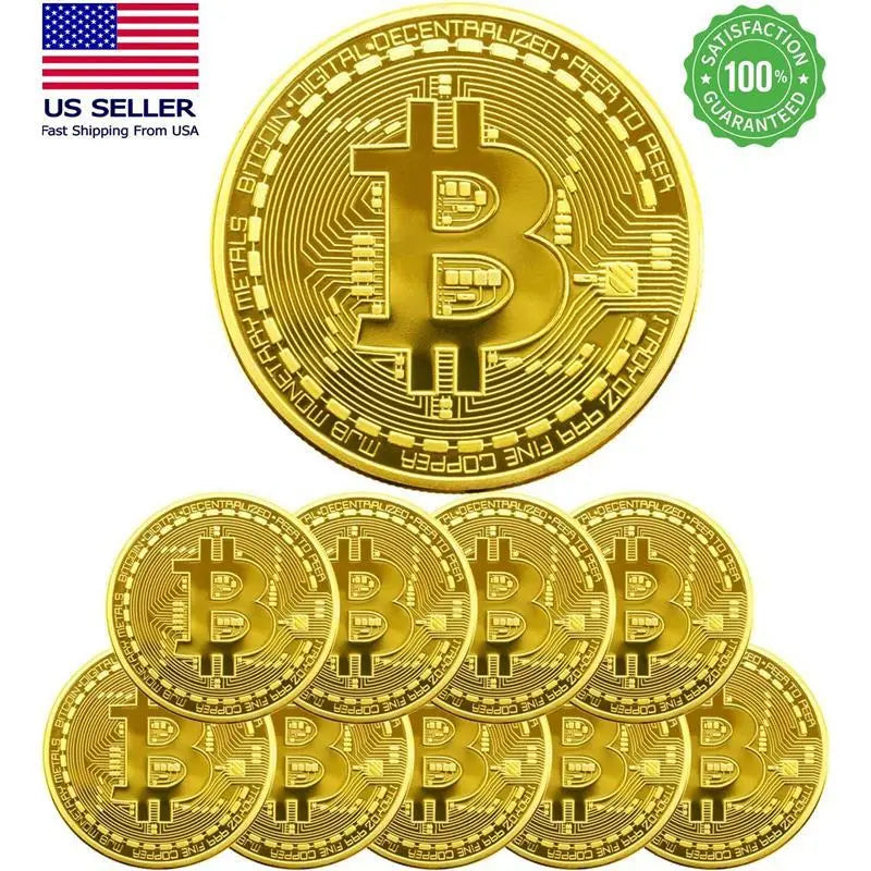 🔥🪙【Last 8 Sets!!!】🔥Bitcoin Commemorative Coin🏆20pcs/set Gold Bitcoin Coin-XA