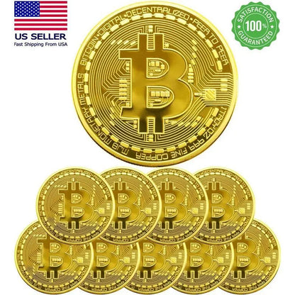 🔥🪙【Last 8 Sets!!!】🔥Bitcoin Commemorative Coin🏆20pcs/set Gold Bitcoin Coin-XA