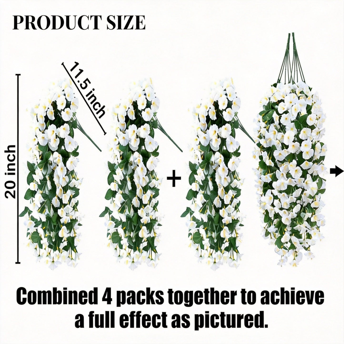 Artificial Faux Hanging Flowers Plants - UV resistant, Waterproof, Windproof , No watering , No wilting -GD