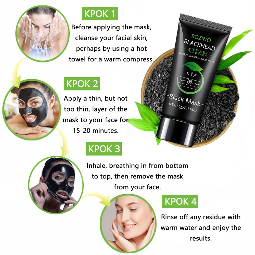 Rozino Bamboo Charcoal Blackhead Peel-Off Mask with Glycerin & Witch Hazel Extract for Deep Cleansing Pore Shrinking Gentle Moisturizing 60g/2.116oz-TJY