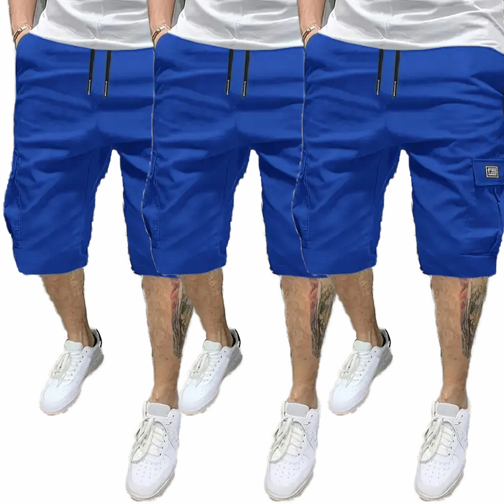 🏆3-Piece 🔥 Men's Shorts Set - Brown Black & Green - Slanted Pockets - Versatile Casual Wear - 3-Piece Bottoms for Everyday Use Menswear Overalls shorts men-TJY
