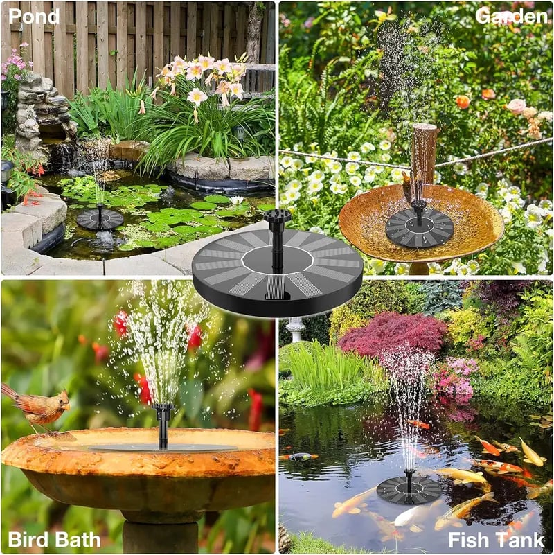 🌞 AISITIN Solar Bird Bath Fountain with 6 Nozzles | Solar Fountain Pump for Bird Bath with Brackets-GD