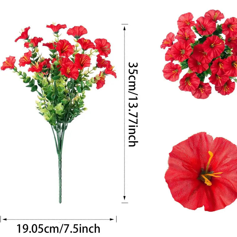 🌟🌈 Artificial Potted Plant🌹6pcs Faux Morning Glory Flower with UV Protective Function🔥-TJY