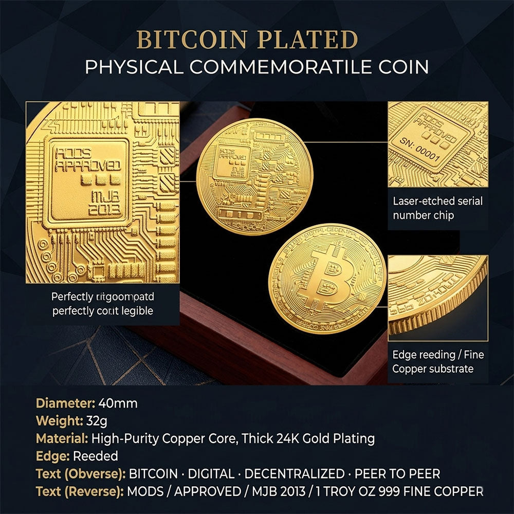 🔥🪙【Last 8 Sets!!!】🔥Bitcoin Commemorative Coin🏆20pcs/set Gold Bitcoin Coin-XA
