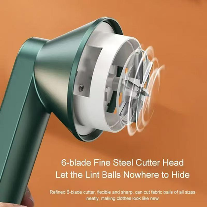 ⚡Rechargeable Fabric Shaver with 2 Replaceable Stainless Steel 🔥6-Leaf Blades🏆(1 Free Extra Included) | Lint Remover with 3-Speed Settings - Efficient Sweater and Lint Shaver for Clothes, Removing Fuzz, Lint Balls, Pills, and Hairballs-TJY