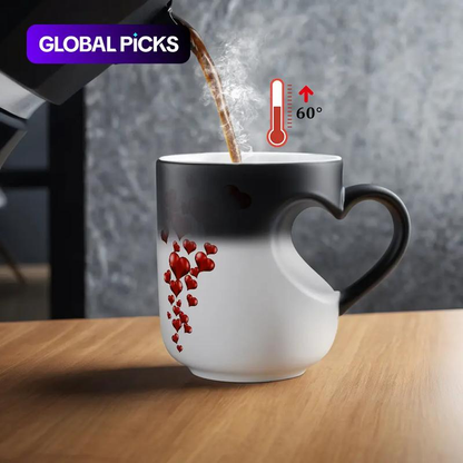 🔥 80% Off 🔥Heart-Shaped Handle Color-Changing Ceramic Mug🎁Hot and Cold Thermochromic Red Heart Coffee Cup, Gift for Valentine's Day, Christmas and Birthdays-TJY
