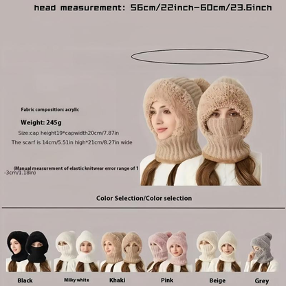 🏆Hot Sale🔥Women's Solid Color Pom Pom Decor Beanie Hat🌟Casual Warm Thickened Knit Hat for Fall & Winter, Fashion Accessories for Women & Girls Bonnet With Bunny Ears Bonnet-TJY