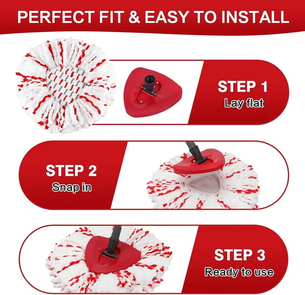 🔥 Spin Mop Heads with Scrubbing Pad - 2024 Upgraded 2-in-1 Mop Head for O-Cedar EasyWring 1-Tank System. Built-in Scrub Pads for Stuck-on-ZZQ