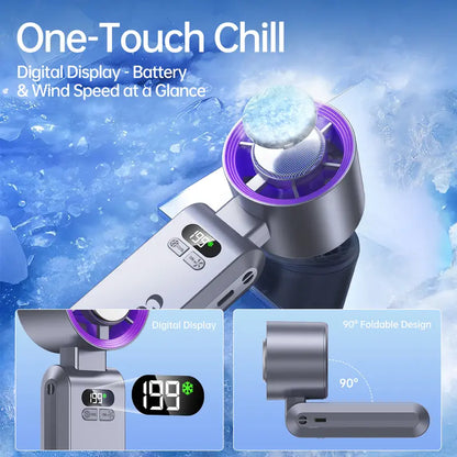 ❄️ The Ultimate Ice-Cooling Handheld Fan: 2026 Tech Revolution Instant Cooling | 24H Battery Life | Flash Charging-GD