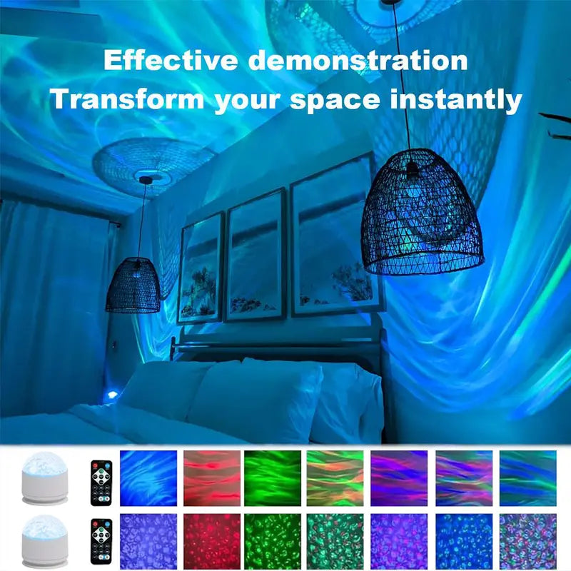 🔥Last Day 60% OFF👑16 Color Star Projector Light with Music Rhythm, Ocean Wave & 3D Water Ripple Effects, Romantic Night Light-TJY