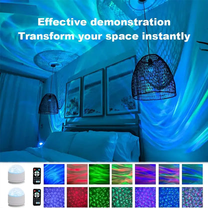 🔥Last Day 60% OFF👑16 Color Star Projector Light with Music Rhythm, Ocean Wave & 3D Water Ripple Effects, Romantic Night Light-TJY