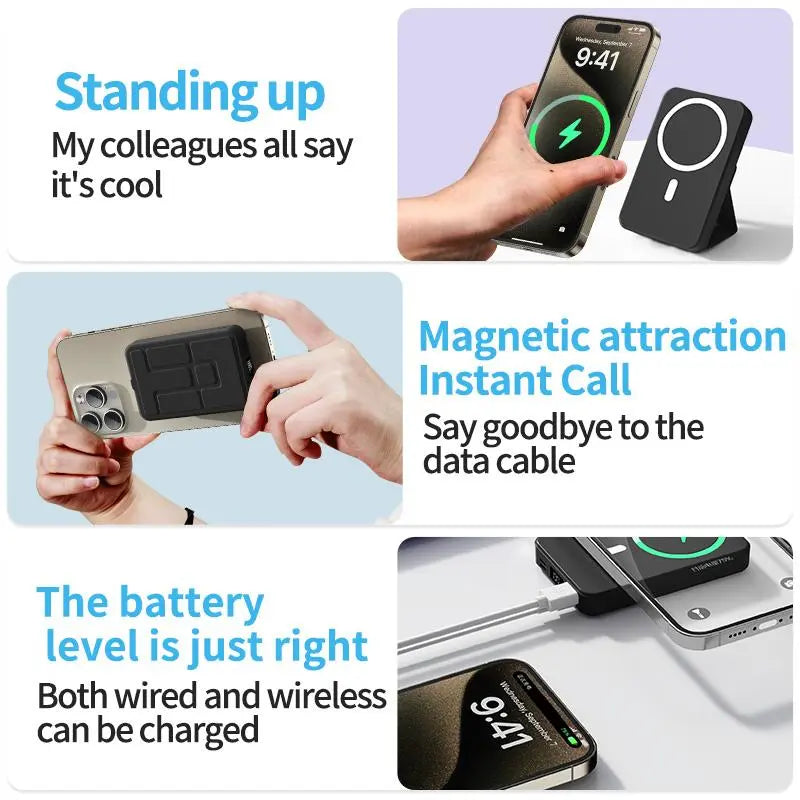 🏆Flash Sale⚡ Newly Upgraded! 🏆10000mAh Magnetic Power Bank Foldable Stand LED Display-W18