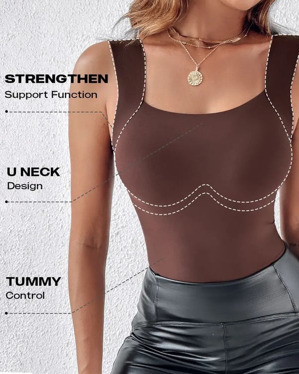 🔥💐Women's U Neck Thermal Tank Tops with Built-In Bra-H1