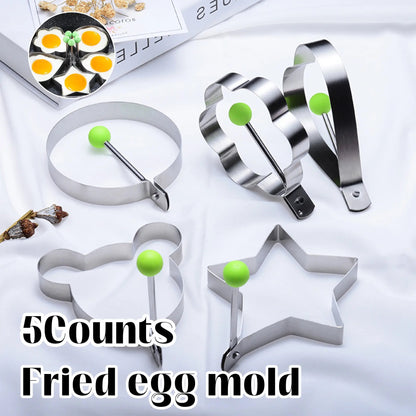 🔥(98% of Users Choose ) 🔥5 Counts Set Fried Egg Rings Molds, Multifunctional Breakfast Tool-923