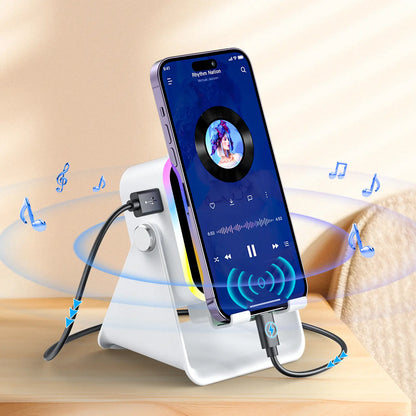 🏆Flash Sale⚡ Newly Upgraded! 🏆Wireless Speaker Phone Stand | 360° LED Universal Holder-W18