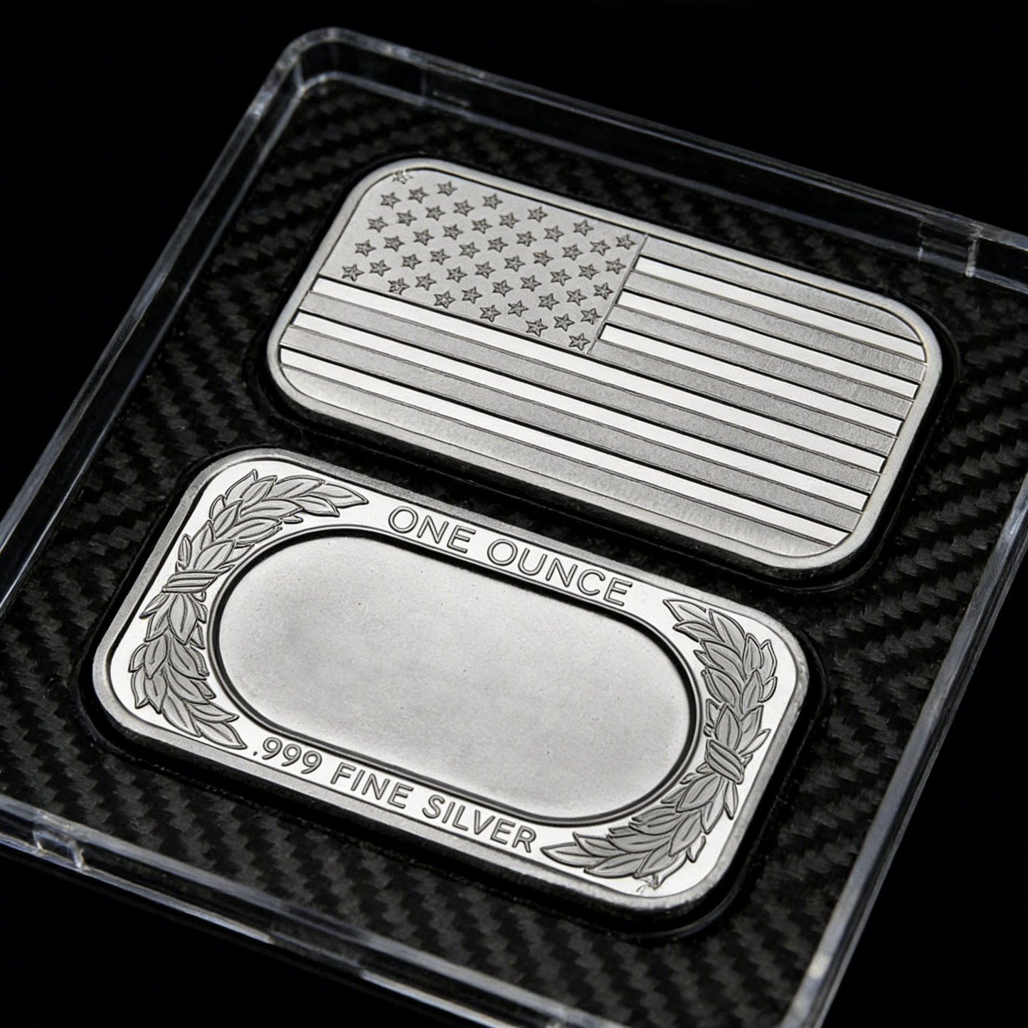 1 Ounce (1 oz) Silvertowne Mint .999 Silver American Flag Bar-ABB8