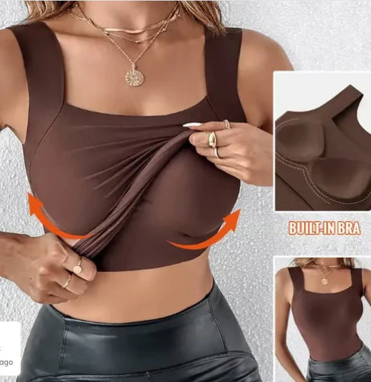 🔥💐Women's U Neck Thermal Tank Tops with Built-In Bra-H1