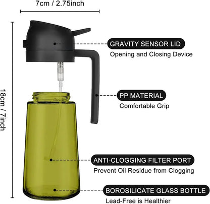 🔥Save Up To 56% Today🔥2 Count 2 in 1 Oil Sprayer for Cooking 16oz/470ml Light-Blocking Dark , Olive Oil Dispenser Bottle for Kitchen-TJY