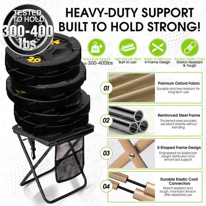 🔥Portable Outdoor Folding Chair with Shoulder, Strap Ultra Light 1.5 lbs, Max Load 400lb, Two Side Pockets Velcro Storage for Camping Hiking Fishing BBQ Parties⛱️-TJY