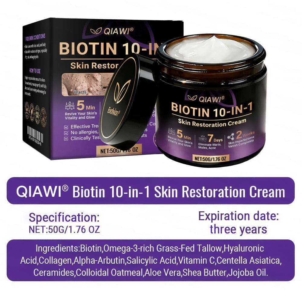 Made and Shipped from USA ✨QIAWI® Biotin 10-in-1 Skin Restoration Cream 🍀-H1
