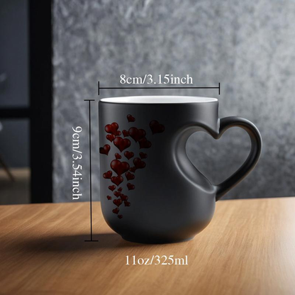 🔥 80% Off 🔥Heart-Shaped Handle Color-Changing Ceramic Mug🎁Hot and Cold Thermochromic Red Heart Coffee Cup, Gift for Valentine's Day, Christmas and Birthdays-TJY