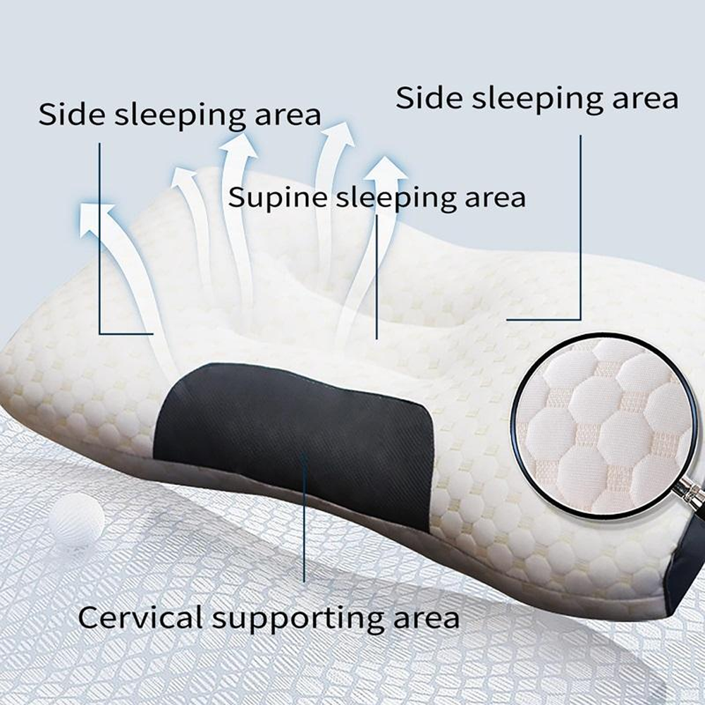 👑Neck Massage Couple Pillows🌟Adjustable ergonomic orthotic support🏆high-quality soft pillow core, detachable knitted pillowcase, relieves neck pain , aids sleep.Ergonomic Height for Optimal Cervical Support-TJY