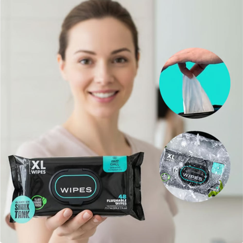 👑Hot Sale 49% OFF🏆Flushable Wet Wipes Pack 48 Sheets Large Unscented Adult Wipes with Vitamin E & Aloe Vera Safe for Septic Systems & Sewer Lines Biodegradable Cleansing Wipes-TJY