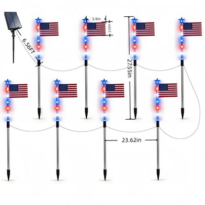 8-Piece Flag Light Set – 4th of July Decorations with 8 Lighting Modes – Ideal for Independence Day Pathways, Gardens, and Yard Decor-ABB8