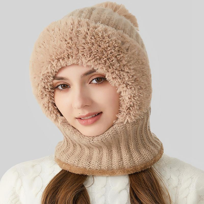 🏆Hot Sale🔥Women's Solid Color Pom Pom Decor Beanie Hat🌟Casual Warm Thickened Knit Hat for Fall & Winter, Fashion Accessories for Women & Girls Bonnet With Bunny Ears Bonnet-TJY