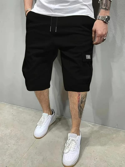 🏆3-Piece 🔥 Men's Shorts Set - Brown Black & Green - Slanted Pockets - Versatile Casual Wear - 3-Piece Bottoms for Everyday Use Menswear Overalls shorts men-TJY